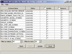 JSDAI Database Installer Tool - dialog window for working with schemas